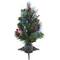 18" Fiber Optic Color Changing Ice Crestwood Artificial Christmas Tree with Silver Bristle, Pineones, Red Berries & Glitter